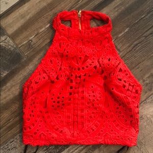 Brand new never worn red crocheted crop top